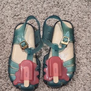 Mini Melissa Green and Pink Sandals with Popsicle Accents
